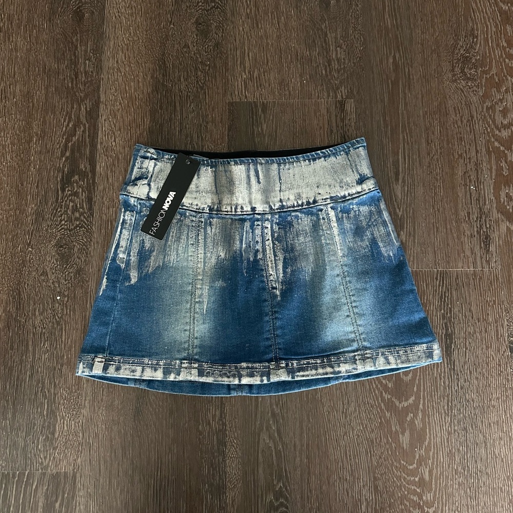 Fashion Nova Blue Silver Mini Pencil Skirt Casual